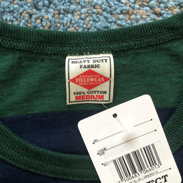 SASSAFRAS(ササフラス)の未使用 CONNECTED FIELD WEAR ポケT ボーダー グリーン メンズのトップス(Tシャツ/カットソー(半袖/袖なし))の商品写真