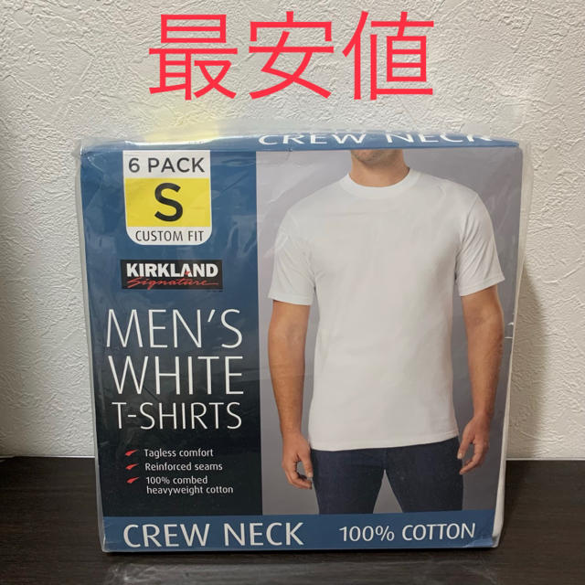 コストコ(コストコ)のKIRKLAND カークランド／無地Tシャツ 白 Sサイズ 6枚セットコストコ メンズのトップス(Tシャツ/カットソー(半袖/袖なし))の商品写真