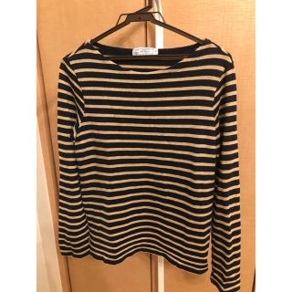 プチバトー(PETIT BATEAU)の【美品】プチバトー　ラメボーダーカットソー Sサイズ(カットソー(長袖/七分))