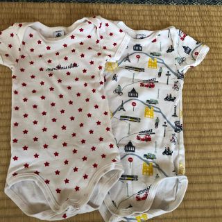 プチバトー(PETIT BATEAU)のプチバトー　半袖ロンパース　2組(ロンパース)