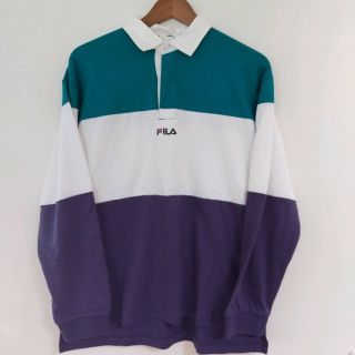 フィラ(FILA)のフィラ　FILA　長袖ポロシャツ　ラガーシャツ　ボーダー　サイズM(ポロシャツ)