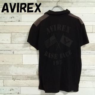 アヴィレックス(AVIREX)の【人気】AVIREX 胸ポケット 両面プリント半袖ポロシャツ ブラック サイズM(ポロシャツ)