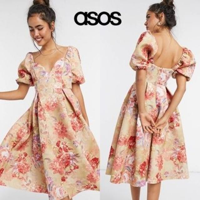 ASOS DESIGN 花柄 フレアプロムドレス 好きに 8670円 www.gold-and ...