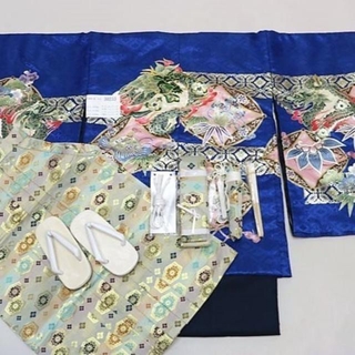 七五三 五歳 男児 羽織袴フルセット 金刺繍 紋袴 袴変更可能 NO30233(和服/着物)