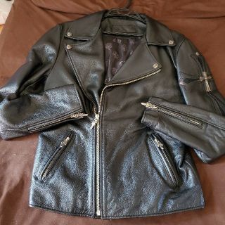 クロムハーツ(Chrome Hearts)の牛革クロスライダースジャケット(ライダースジャケット)