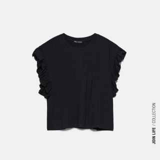 ザラ(ZARA)のZARA フリル付きTシャツ(Tシャツ(半袖/袖なし))