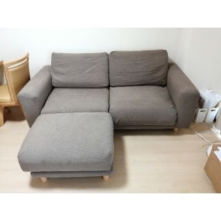 ムジルシリョウヒン(MUJI (無印良品))の【うさこ様専用】無印良品　ソファー本体(2.5シーター)、オットマン付き(二人掛けソファ)