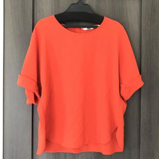 ユニクロ(UNIQLO)の【UNIQLO】ドレープTブラウス 27ORANGE(シャツ/ブラウス(半袖/袖なし))