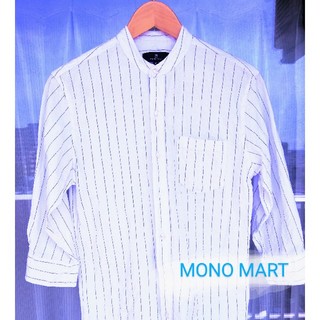【MONO MART】シャツ 7分丈 ストライプ 白(シャツ)