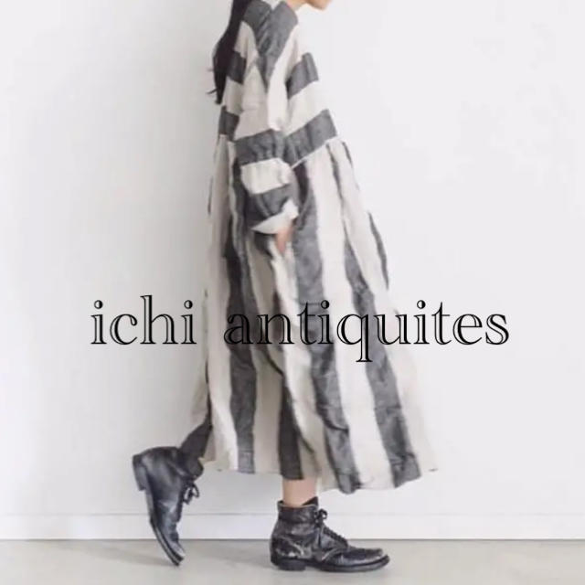 ichi antiquites/ リネン ボーダー ワンピース