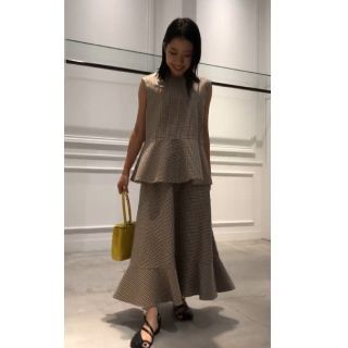 ルシェルブルーペプラムトップスチェックLecielblue