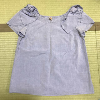 ルビーリベット(Rubyrivet)のRubyrivet 肩リボンチューリップスリーブシャツ 36サイズ ブルー(シャツ/ブラウス(半袖/袖なし))