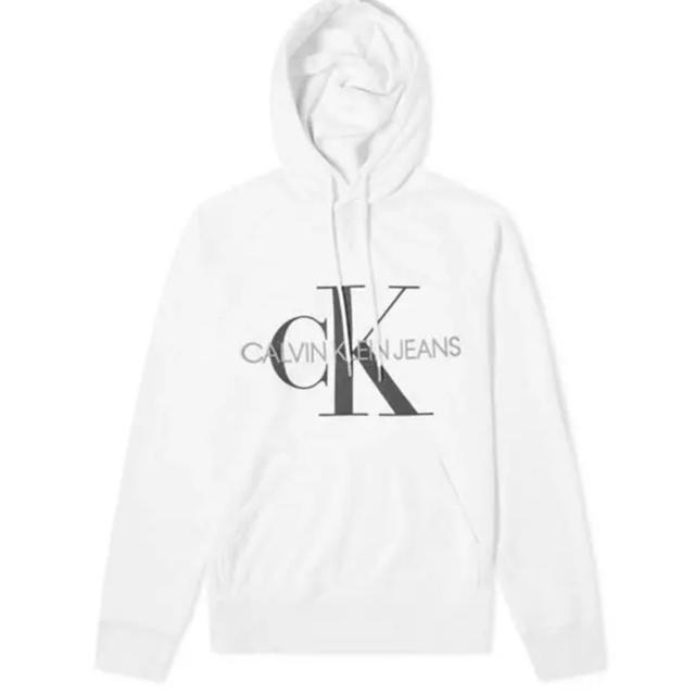 Calvin Klein(カルバンクライン)のCK カルバンクラインジーンズ　スウェットパーカー　ホワイト　L メンズのトップス(パーカー)の商品写真