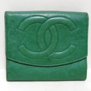 シャネル(CHANEL)のCHANEL(シャネル) Wホック財布 - グリーン(財布)