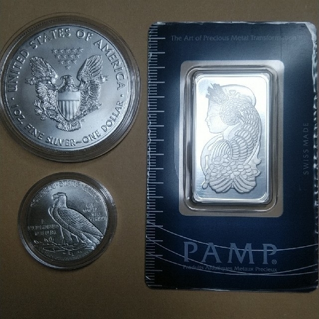 2020年製イーグル銀貨1オンス、panp社インゴット20g、インディアン銀貨