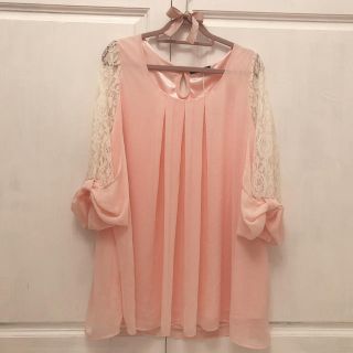 イング(INGNI)の+ﾟ｡* イング  リボン　レース　シフォン　ブラウス　ピンクベージュ*｡ﾟ+(シャツ/ブラウス(長袖/七分))