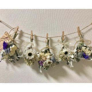 お花たっぷりドライフラワー スワッグ ガーランド❁¨̮㉗白 青 ラベンダー 花束(ドライフラワー)