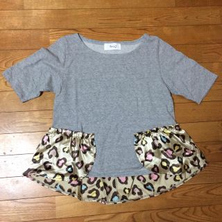 ニーナミュウ(Nina mew)のミックス柄フリル付き半袖プルオーバー(Tシャツ(半袖/袖なし))