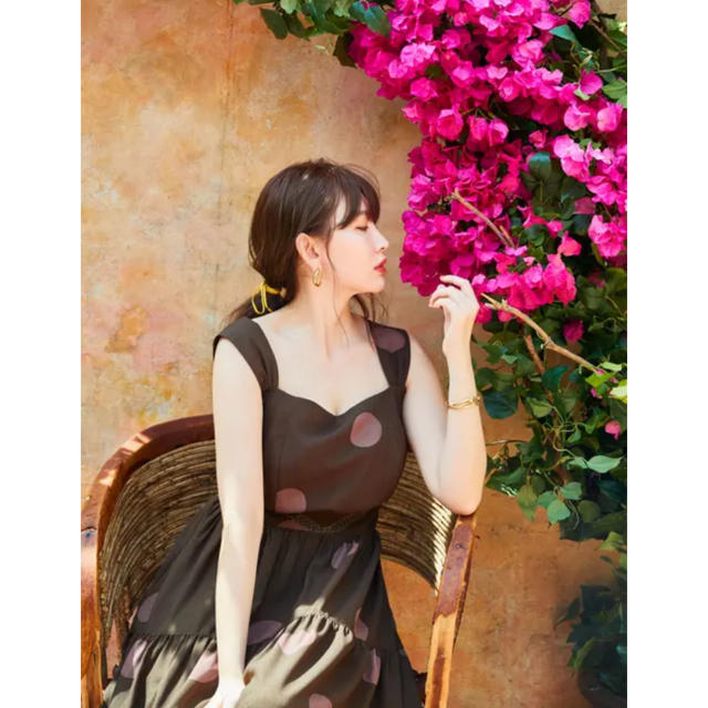 herlipto polka dot open back dress - ロングワンピース