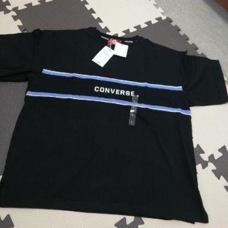 コンバース(CONVERSE)の新品　レディース　CONVERSE　鹿の子切替ワイドTシャツ　Lサイズ(Tシャツ(半袖/袖なし))