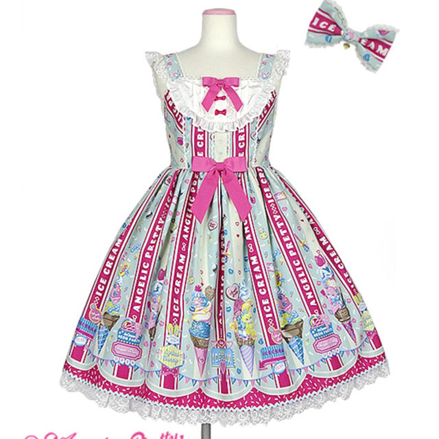 Angelic Pretty(アンジェリックプリティー)のAngelic Pretty Ice Cream Parlor sp set レディースのワンピース(ひざ丈ワンピース)の商品写真