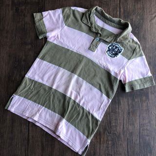 ギャップキッズ(GAP Kids)のGAP kids  半袖 ボーダー ポロシャツ  ピンク×茶色 140(ジャケット/上着)