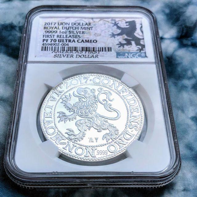 【最高鑑定】2017 オランダ ライオンダラー 1オンス 銀貨 PF70 UC9999銀年号