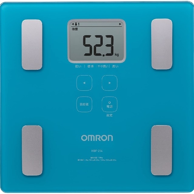 OMRON(オムロン)のオムロン 体重体組成計 HBF-214ブルー カラダスキャン スマホ/家電/カメラの美容/健康(体重計/体脂肪計)の商品写真