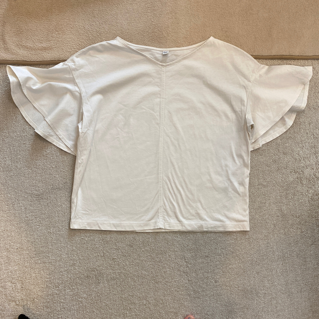 UNIQLO(ユニクロ)のマーセライズコットン　フレアスリーブ　Tシャツ レディースのトップス(Tシャツ(半袖/袖なし))の商品写真