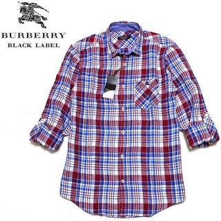 バーバリーブラックレーベル(BURBERRY BLACK LABEL)の新品バーバリーブラックレーベル チェック柄 ロールUP 2wayシャツ 2(M)(シャツ)