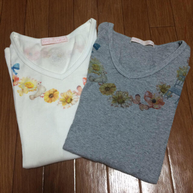 KINO(キノ)のkino Tシャツ 白 グレー フライス レディースのトップス(Tシャツ(半袖/袖なし))の商品写真