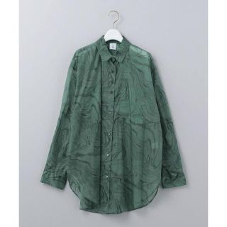 ビューティアンドユースユナイテッドアローズ(BEAUTY&YOUTH UNITED ARROWS)のcomai様専用　roku 6  ロク　マーブルシャツ　美品　38 グリーン(シャツ/ブラウス(長袖/七分))