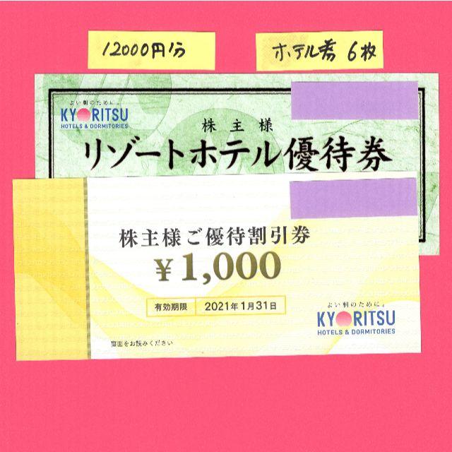 共立メンテナンス 株主優待 割引券 12000円分 21/1/31 - 宿泊券