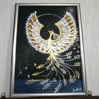 風水幸運絵画　開運画＊新月神秘鳳凰　月　夜空　海　運気上昇　金運財運　美　権力　(絵画/タペストリー)