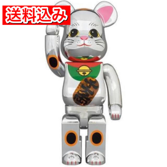 BE@RBRICK 招き猫 銀メッキ 発光 400％