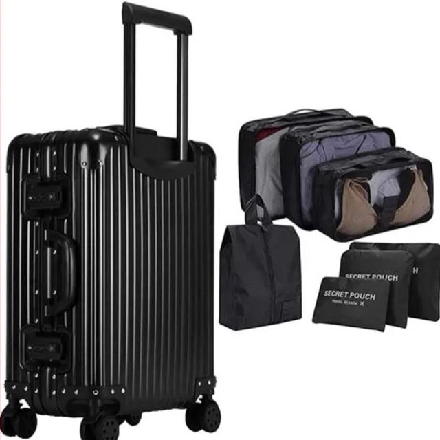 【新品】スーツケース キャリーケース アルミ合金製 機内持ち込み 旅行用ブラック