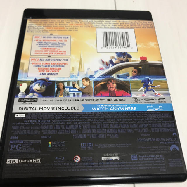 ソニック・ザ・ムービー (4K UHD/Blu-ray) 海外版　中古 エンタメ/ホビーのDVD/ブルーレイ(外国映画)の商品写真