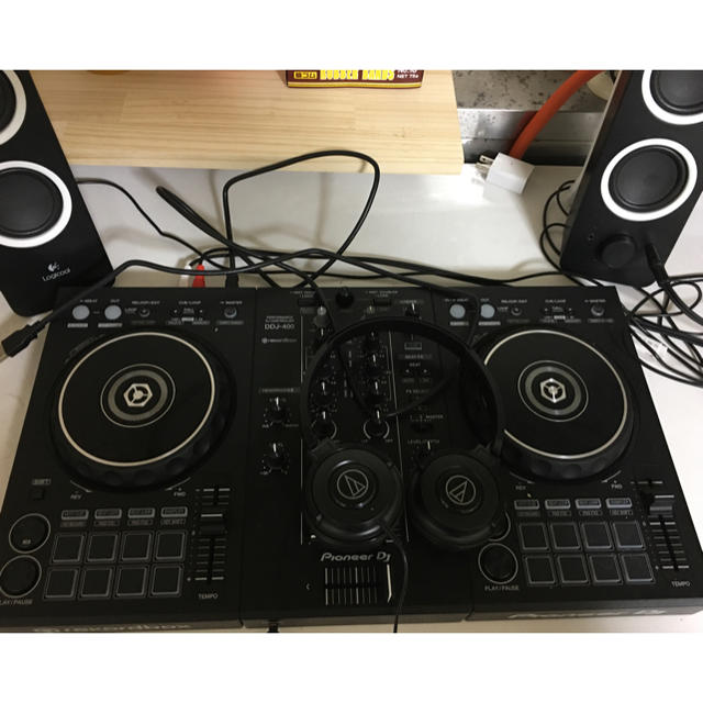 美品DDJ-400+スピーカー+ヘッドホン+パソコン置きセット売り