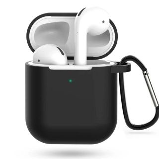 AirPods 1/2 対応ケース　シリコン　エアポッツ   ブラック(ヘッドフォン/イヤフォン)