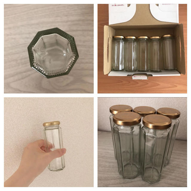 八角瓶  5本  ジャム瓶 ハンドメイドの素材/材料(各種パーツ)の商品写真