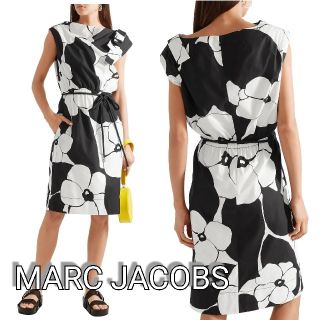 マークジェイコブス(MARC JACOBS)のMARC JACOBSベルトリボン装飾付き フローラルプリント コットン(ひざ丈ワンピース)