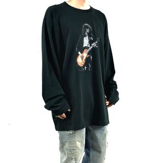 新品 ジミーペイジ レッドツェッペリン ハードロック ギター 黒 ビッグ ロンT(Tシャツ/カットソー(七分/長袖))