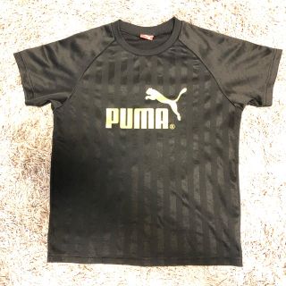 プーマ(PUMA)のプーマ　メッシュTシャツ　黒×ゴールドロゴ　サッカー 学校用　140(Tシャツ/カットソー)