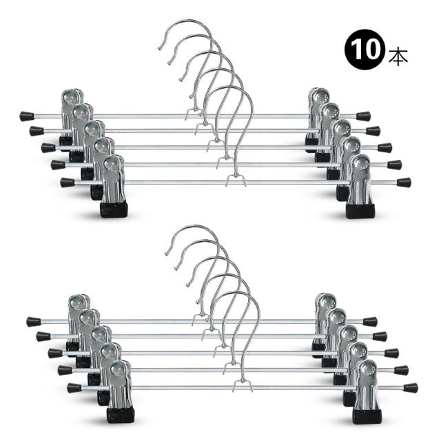 ズボンハンガー ブラック 　クリップ すべらない 10本組　幅28㎝