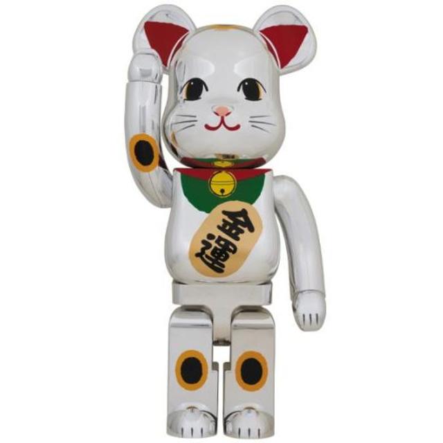 送込 BE@RBRICK 招き猫 銀メッキ 発光 400％