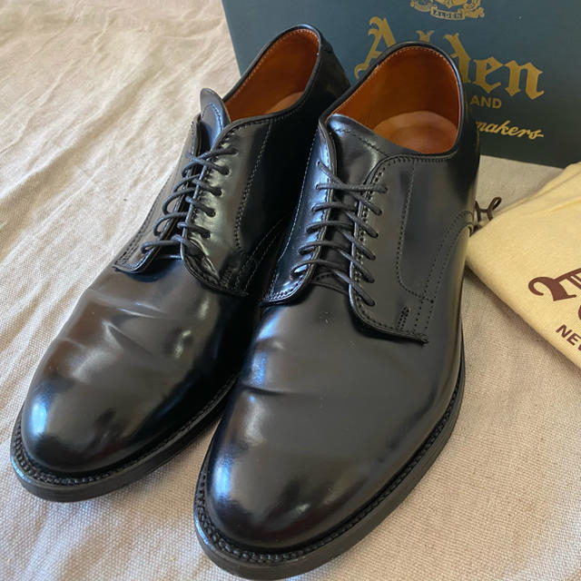 【ALDEN 】別注 BLACK CORDOVAN プレーントゥシューズ 8D