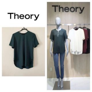 セオリー(theory)のTheory☆セオリー☆ブラウス☆トップス☆ウォッシャブル☆半袖☆グリーン(シャツ/ブラウス(半袖/袖なし))