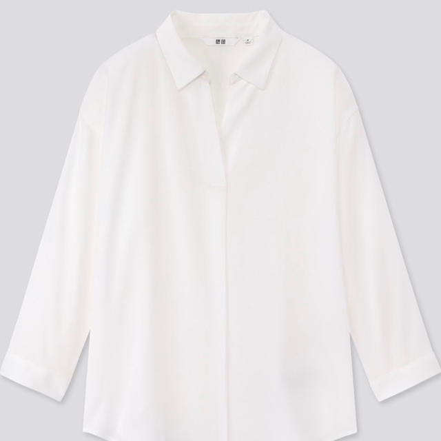 UNIQLO(ユニクロ)のレーヨンスキッパーブラウス7分袖（White） レディースのトップス(シャツ/ブラウス(長袖/七分))の商品写真