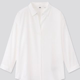 ユニクロ(UNIQLO)のレーヨンスキッパーブラウス7分袖（White）(シャツ/ブラウス(長袖/七分))