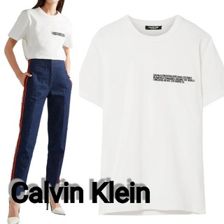 カルバンクライン(Calvin Klein)の【Calvin Klein】刺繍入り コットンジャージー Tシャツ(Tシャツ(半袖/袖なし))